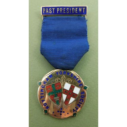 Vintage Silver Gilt & Enamel Medal Nottingham Yorkshire Society Past President