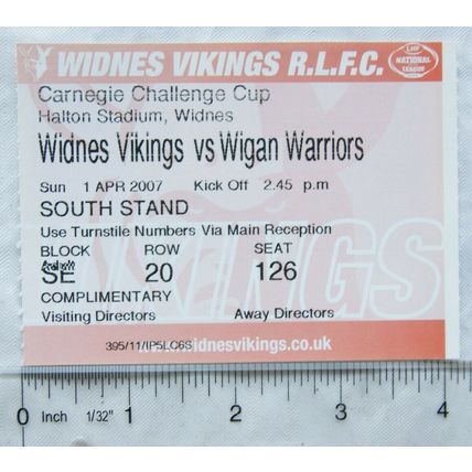 2007 ticket Widnes Vikings v. Wigan Warriors, Challenge cup