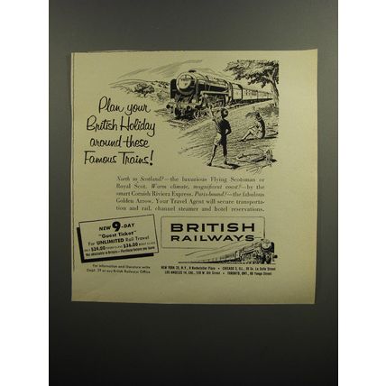 1952 British Railways Ad - Plan your British holiday around these famous trains