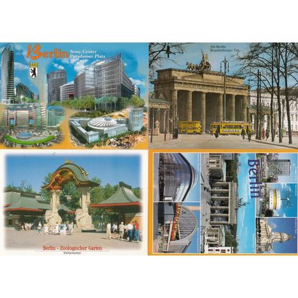 Berlin Zoo Sony Centre At Night Trams 4x German Postcard s