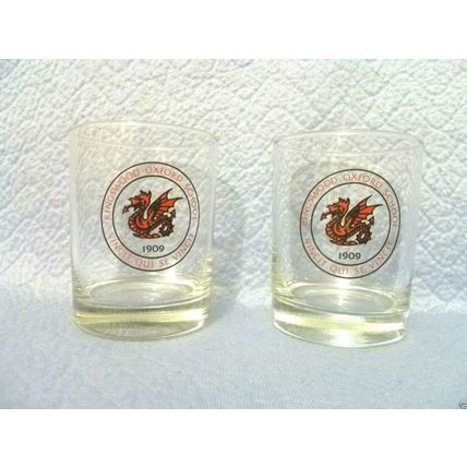 PAIR KINGSWOOD OXFORD SCHOOL HARTFORD CONNECTICUT DOUBLE OLD FASHIONED GLASSES