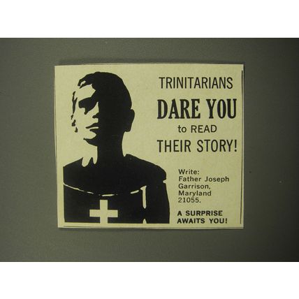 1967 Catholic Church Trinitarians Ad - Trinitarians dare you to read their story