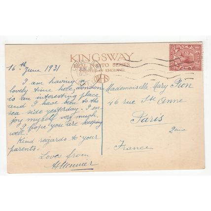 Buckingham Palace from the Lake St James Park London Postcard 1931 RP Kingsway