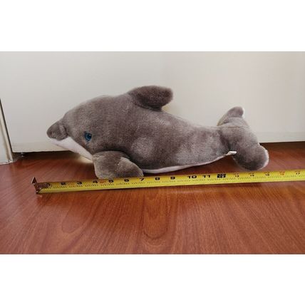 Gray Dolphin Plush Toy 14" blue eyes
