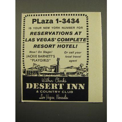 1959 Wilber Clark's Desert Inn Ad - Now! On Stage! Jackie Barnett's Playgirls