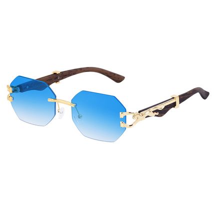 Small Octagon Rimless Sunglasses Woman Men Leopard