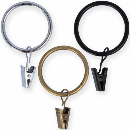 25mm - 50mm METAL CURTAIN POLE RINGS Fixed Eye Hanging Clips Chrome Brass Black