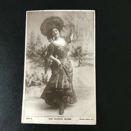 EDWARDIAN Theatre Music Hall GEORGINA DELMAR Rotary Photo GC 1909 Postcard