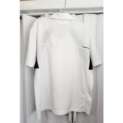 Oakley Men's White & Black 100% Polyester Short Sleeve Polo Shirt Size L