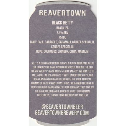 BEER MAT - BEAVERTOWN BREWERY - BLACK BETTY BLACK IPA - (Cat No 023) - (2015)