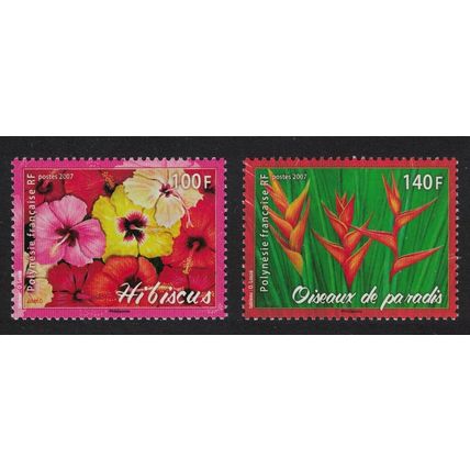 Fr. Polynesia Hibiscus Bird of Paradise Flowers 2v 2007 MNH SG#1067-1068