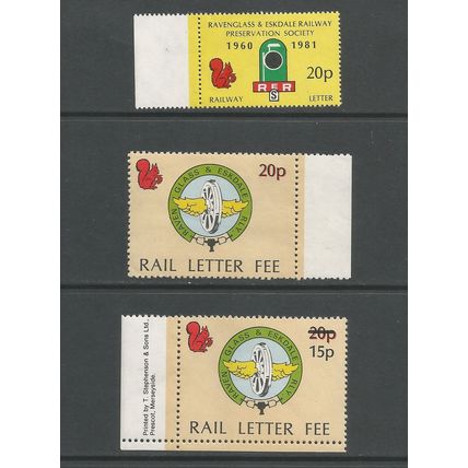 Ravenglass & Eskdale Railway Letter stamps, MNH