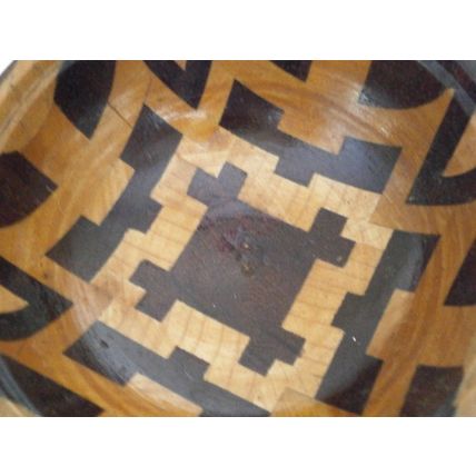 Beautiful Inlaid Wooden Treen Lidded Pot / Box