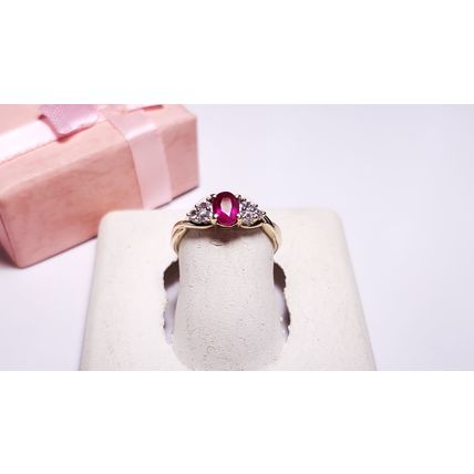Estate .70ctw Oval Ruby & Rd White Sapphire Infinity Sides 14Kt Y/Gold Ring20994