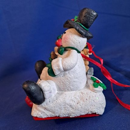 Studio 33 SNOWMAN Christmas STOCKING HOLDER Mantel Hanger Hook Resin Cast Iron