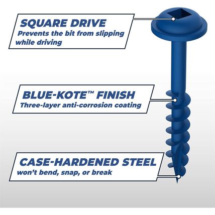 Kreg SML-C250B-2000 Blue-Kote Pocket-Hole Screws, 2 1/2 Inch, #8 Coarse Thread,