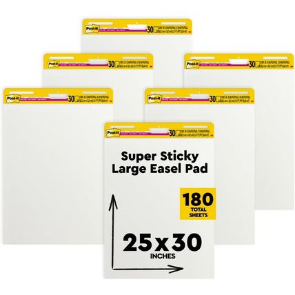 Post-It Super Sticky Easel Pad, 25 X 30 Inches, 30 Sheets/Pad, 6 Pads, Large Whi