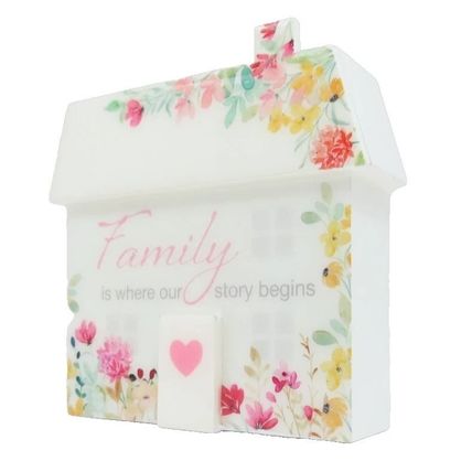 Family Freestanding Ornament Family is where our story begins House Shaped 10CM