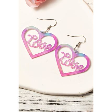 Pink Love Hollowed Heart Valentines Fashion Earrings