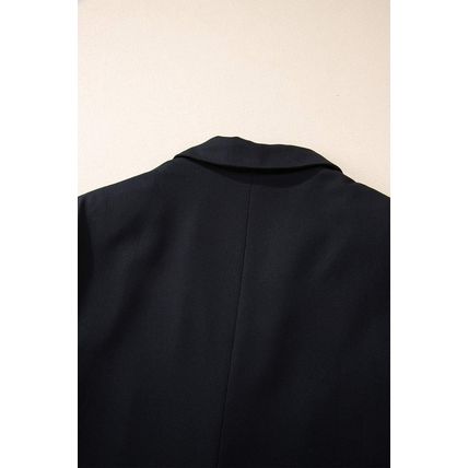 Black Lapel Flap Pocket Buttoned Blazer
