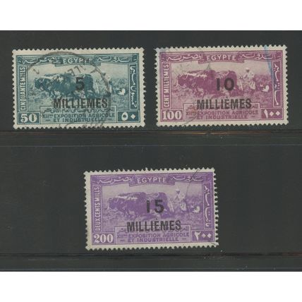 Egypt 115-117, 1926 Surcharges, VF, Used (EG481)