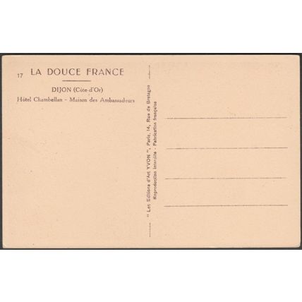 Hôtel Chambellan, Maison des Ambassadeurs, Dijon, c.1920s - Yvon CPA