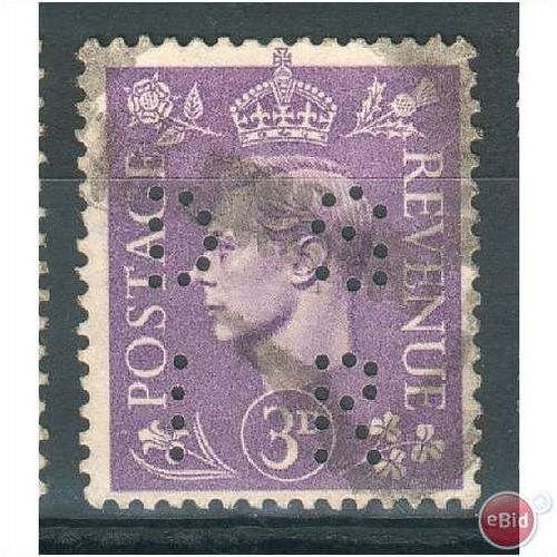 GB stamps 1941-42 KGV1 -3d pale violet SG490 perfin - 3