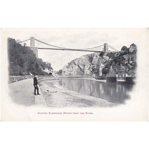 Clifton Suspension Bridge from the River Bristol Postcard sm 2029