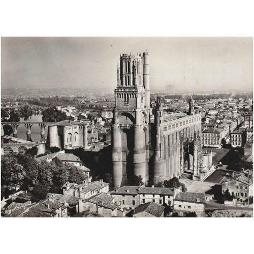 B&W Photo Postcard - Basilica of St Cecilia Albi, Tarn, France Lapie 14