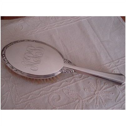 GORHAM STERLING SILVER ANTIQUE REPOUSSE ART DECO FLORAL vanity hair brush groom