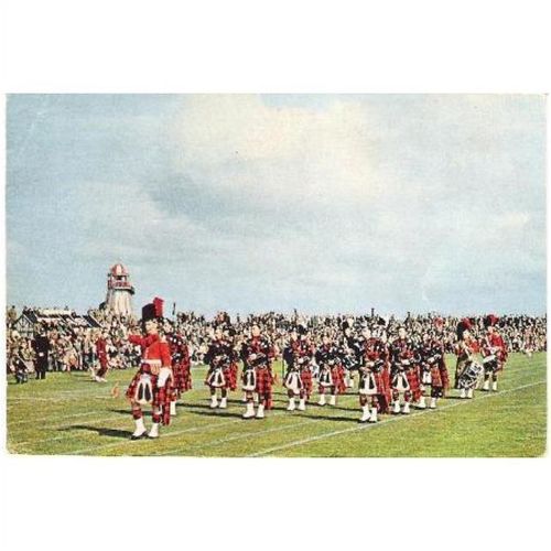 Nairn, Highland - Nairn Gams - pipe band - Dixon postcard 1957