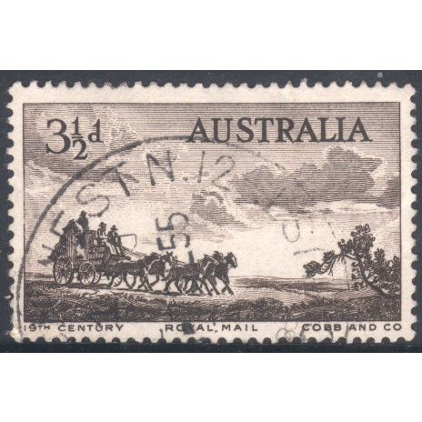 Australia 1955 - SG284 - 3½d sepia - Cobb & Co Coach - used