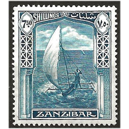 Zanzibar 1936 SG321 7s50 Light Blue Mounted Mint . ..