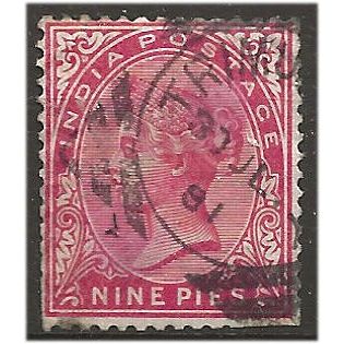 India 1883 SG86 9p Rose Fine Used ... ..