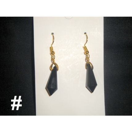 Elegant jet black Czech crystal glass point g.p earrings