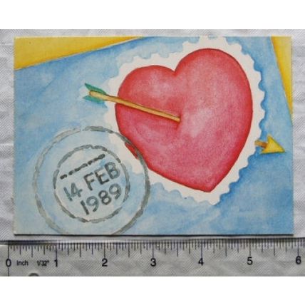 1989 postcard Celebrating St Valentine's Day Stamps