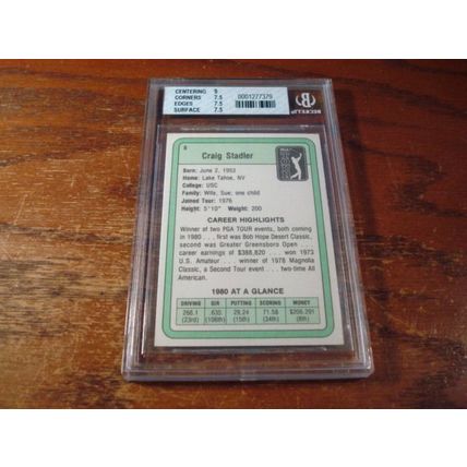 1981 Donruss, Graded Near Mint 7.5, CRAIG SRADLER, PGA Tour