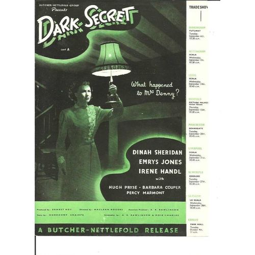 DARK SECRET Dinah Sheridan, Emrys Jones, Irene Handl 1949 "The Cinema" Advert