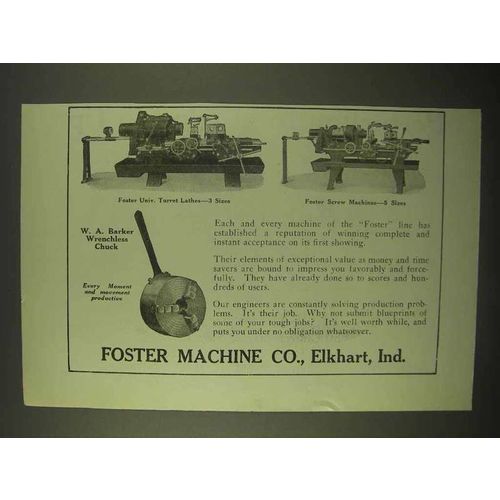 1922 Foster Universal Turret Lathe & Screw Machine Ad