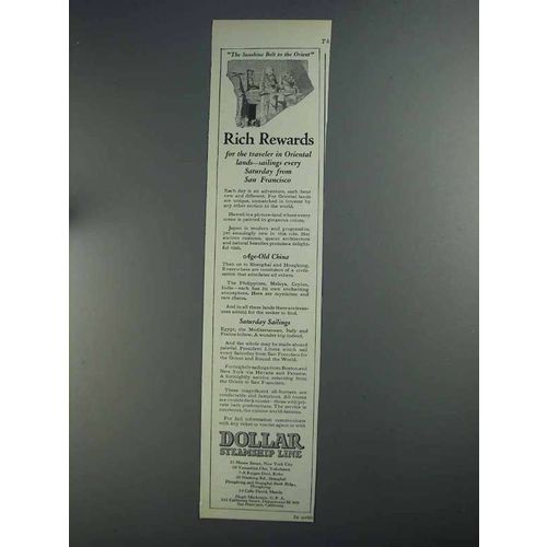 1925 Dollar Steamship Line Ad - Rich Rewards