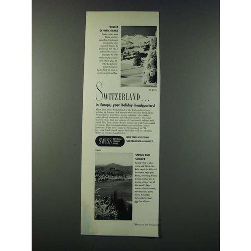 1947 Swiss National Tourist Office Ad - Winter Olympic Games