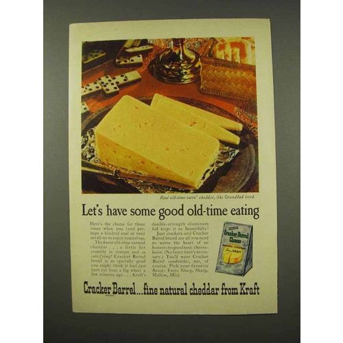 1956 Kraft Cracker Barrel Natural Cheddar Cheese Ad - Old-Time