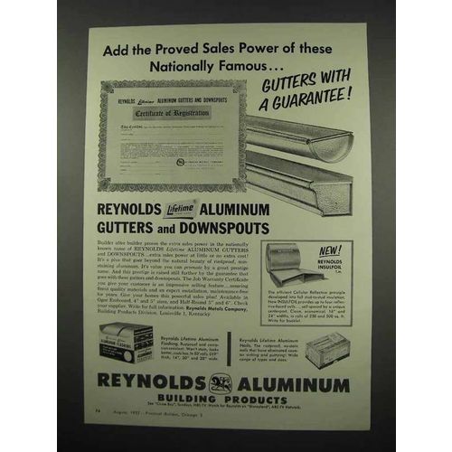 1957 Reynolds Aluminum Gutters and Downspouts Ad