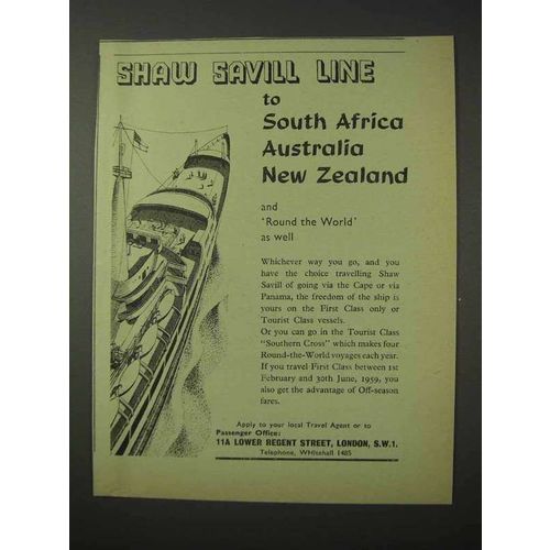 1958 Shaw Savill Line Cruise Ad - To South Africa