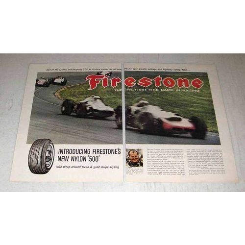 1964 2-pg Firestone Nylon 500 Tires Ad - A.J. Foyt