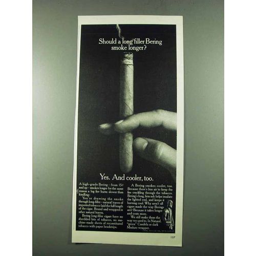 1969 Bering Cigars Ad - Should Long Filler Smoke Longer