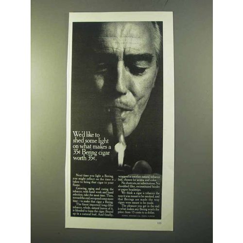 1970 Bering Cigars Ad - We'd Like To Shed Some Light On