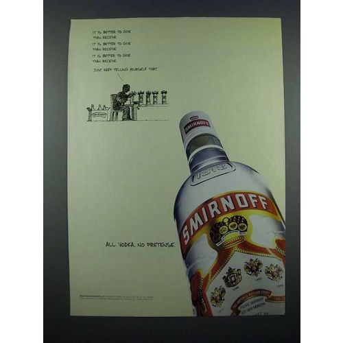 1998 Smirnoff Vodka Ad - All Vodka No Pretense