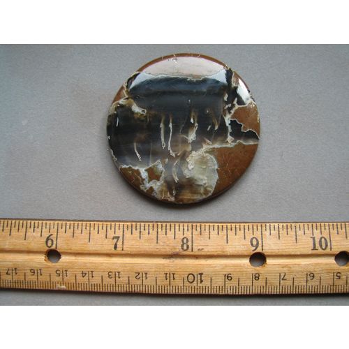 Giant Thunderegg Agate Cabochon: Cavern Scene with White Tube Tendrils; 174.5cts