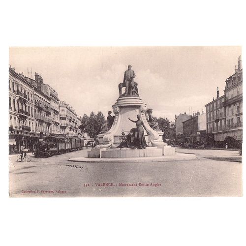 MONUMENT EMILE ANGIER, VALENCE, FRANCE unused vintage postcard steam engine